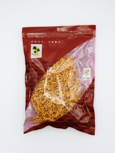 蟲草花的包裝.海生行,香港西營盤海味老字號品牌,主營批發零售水產海產,分享藥材食譜